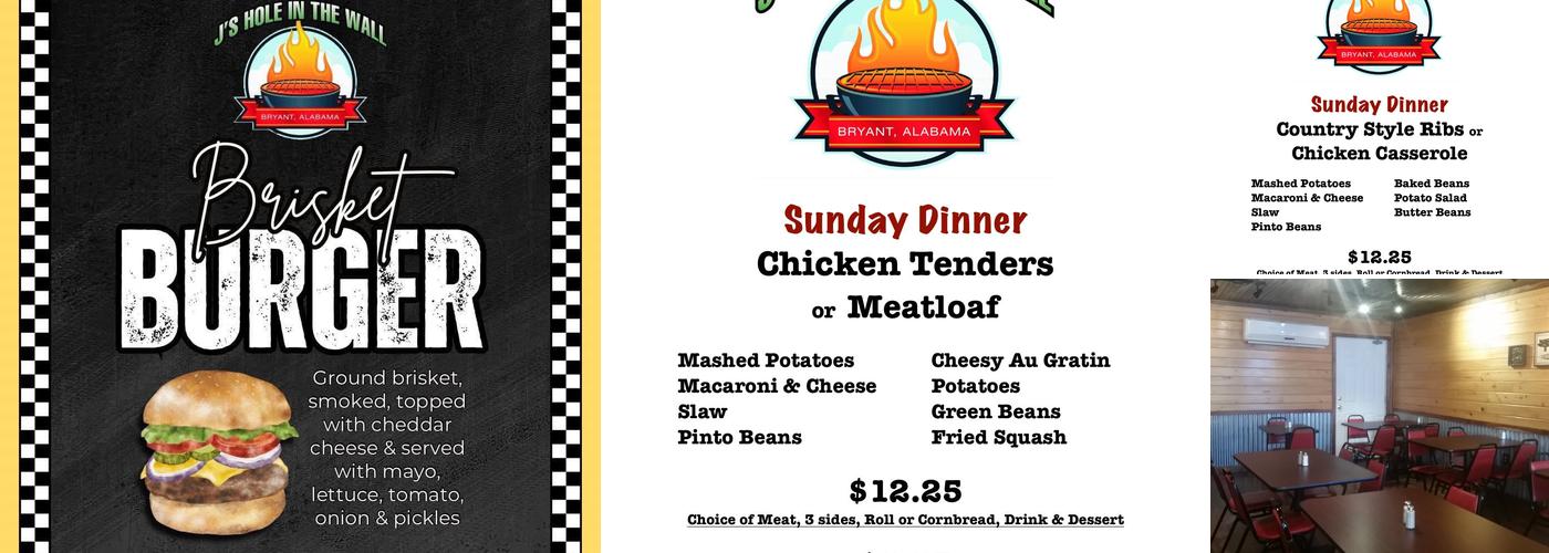 J's Hole In the Wall Menu