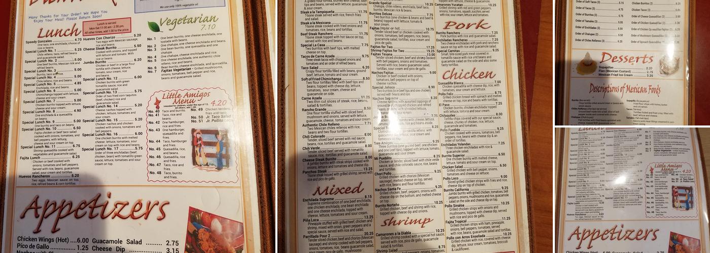 El Rancho Grande Menu