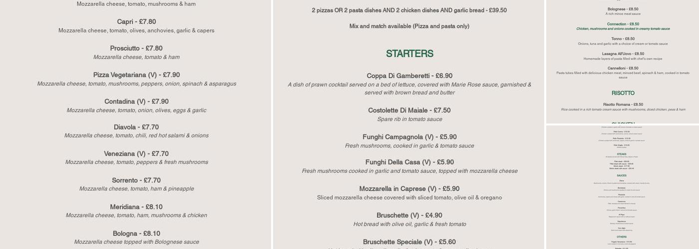 The Italian Connection Menu