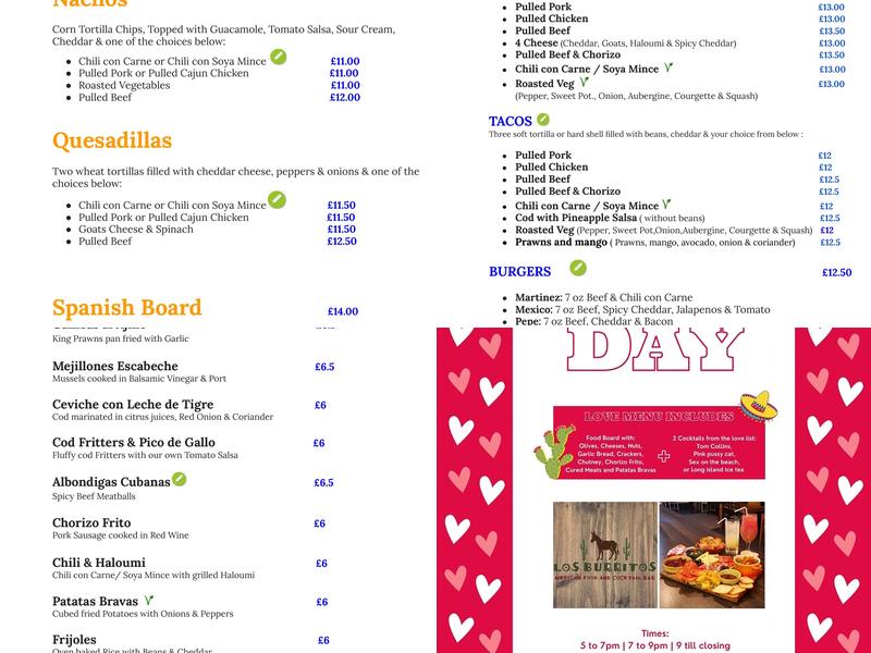 Los Burritos Menu