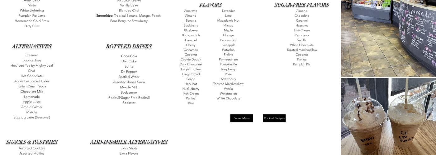 High Point Coffee Menu