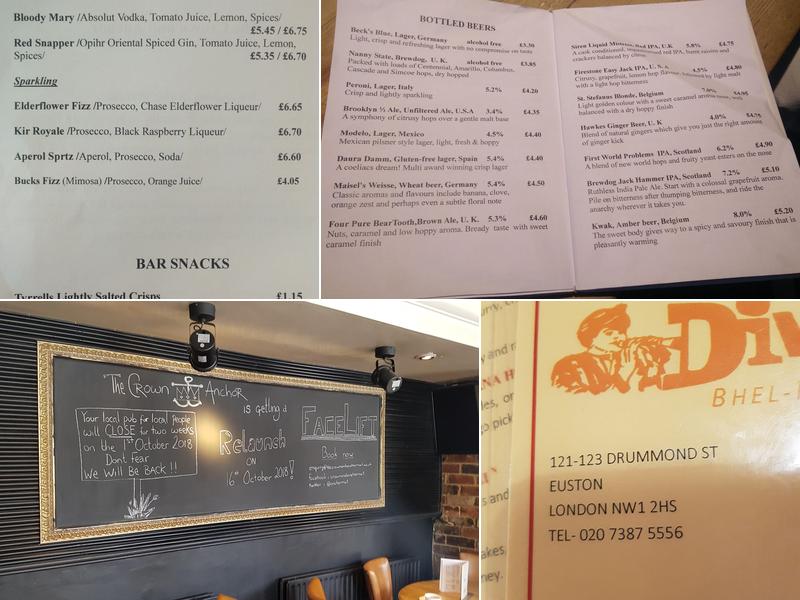 The Crown & Anchor Menu