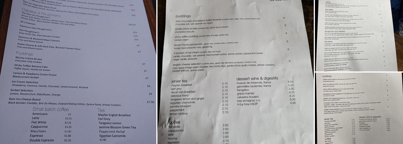 The Ram Inn Menu
