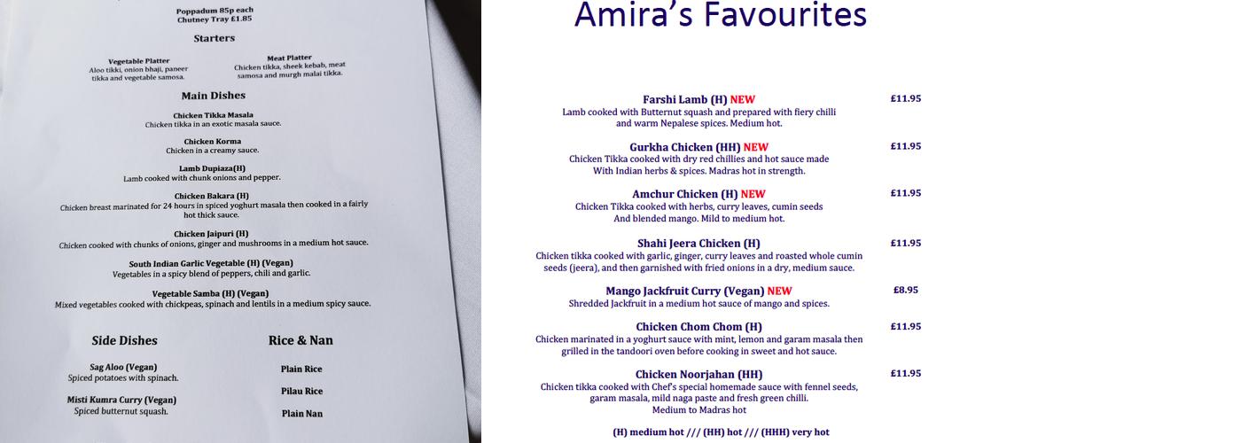 Amira’s Kitchen Menu