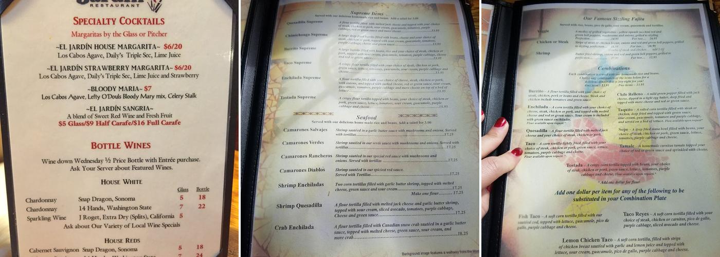 El Jardín Murphys Menu