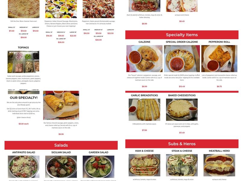 Graziano's Pizza Express Dunbar Menu