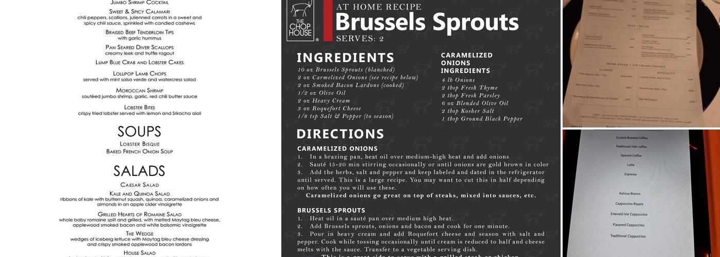 The Chop House Menu