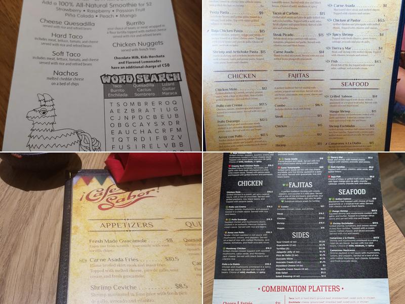 Cafe Sabor Menu