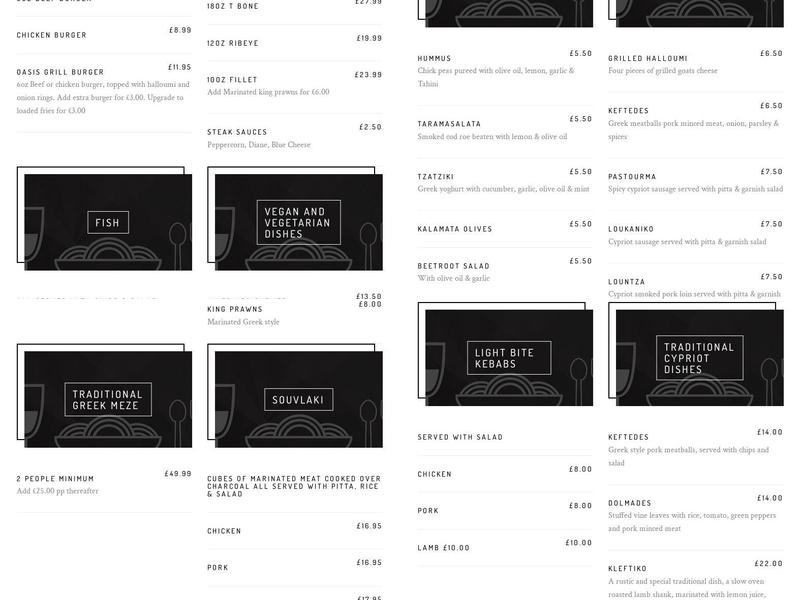OasisGrillBar Menu
