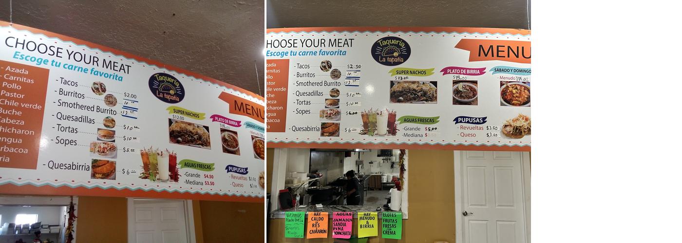 Taqueria La Tapatia Menu