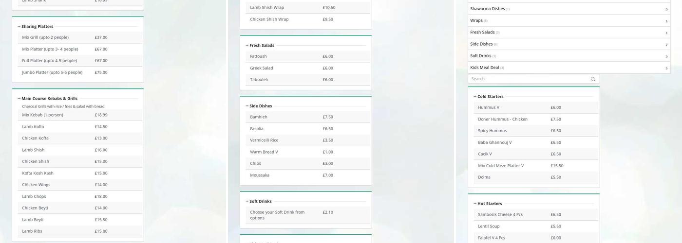 Samaan Restaurant Menu