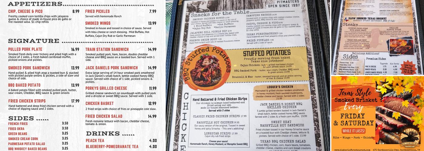 Timberloft Menu