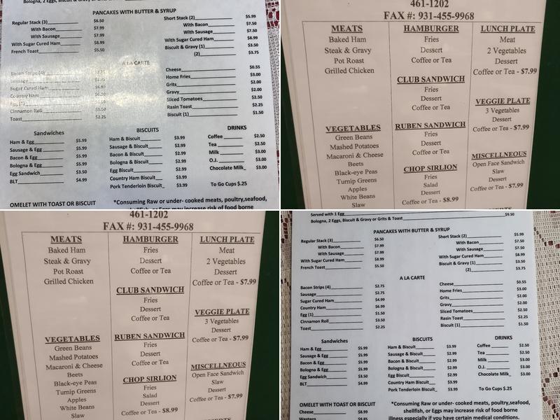 Downtown Cafe Menu