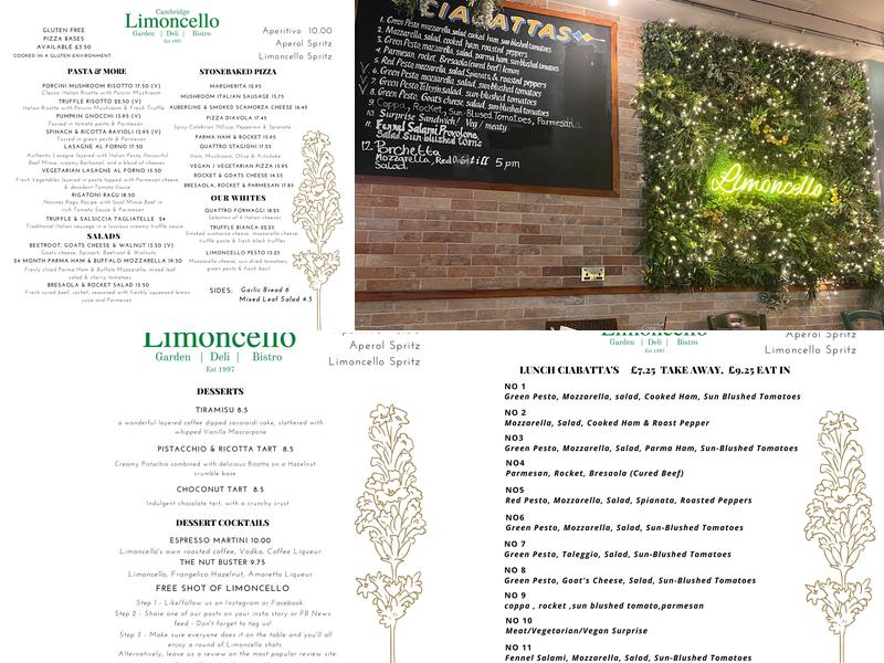 Limoncello Menu