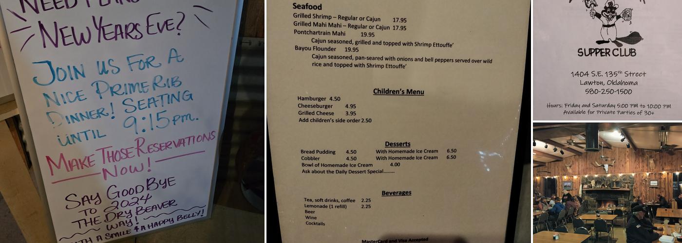 Dry Beaver Supper Club Menu