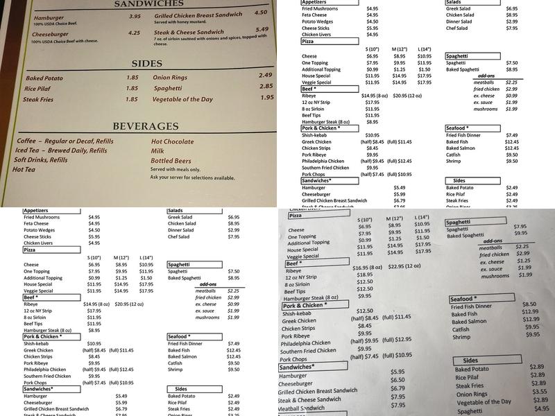 Oak Restaurant Menu