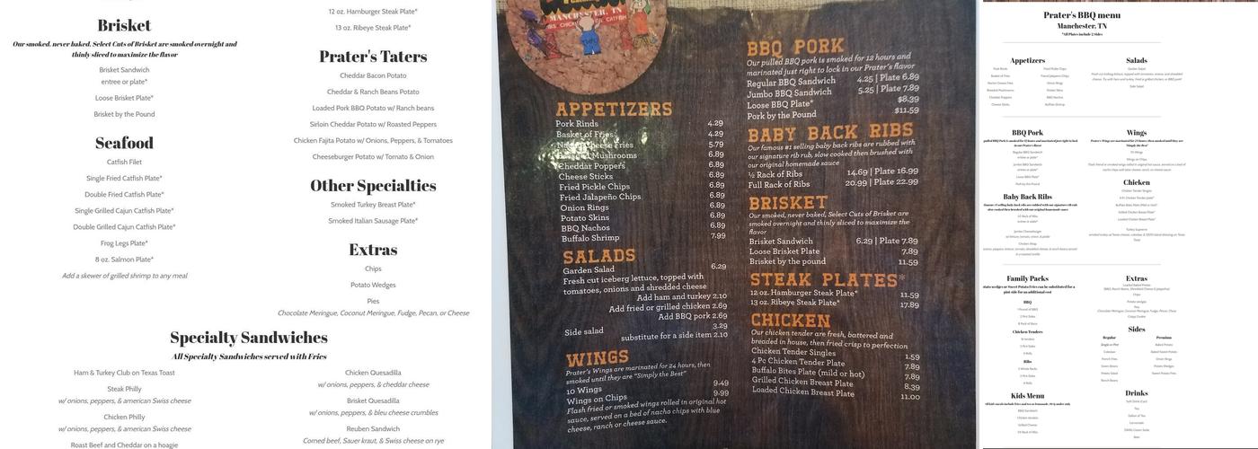 Prater's Bar-B-Que & Catering Menu
