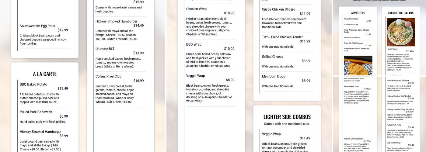 Collins River BBQ & Cafe Menu