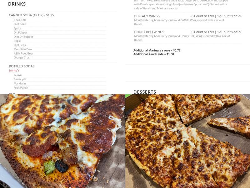 David's Pizza Menu