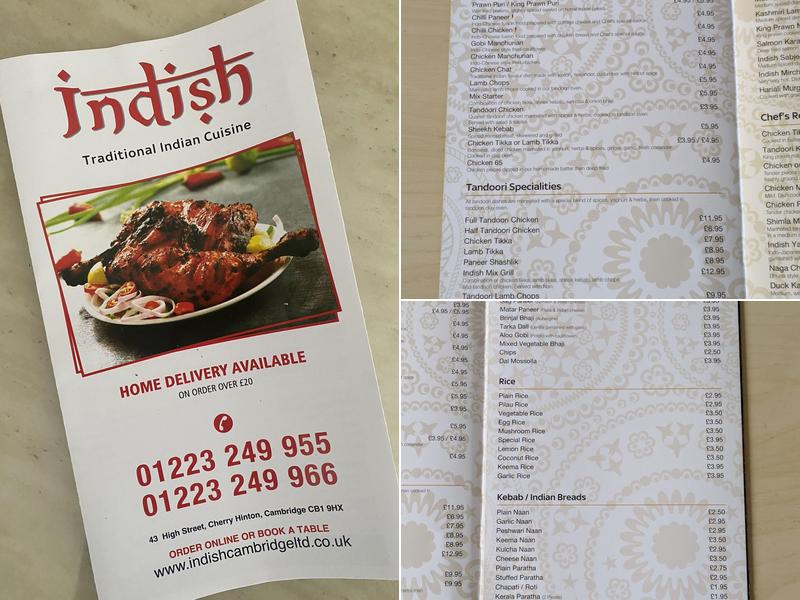 Indish Menu