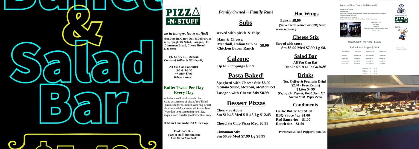 Pizza-N-Stuff Menu