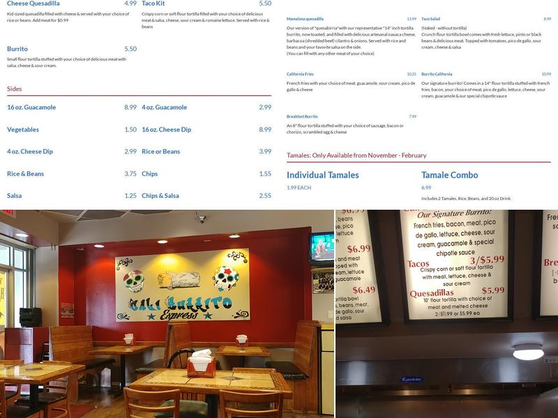 Cali Burrito Menu