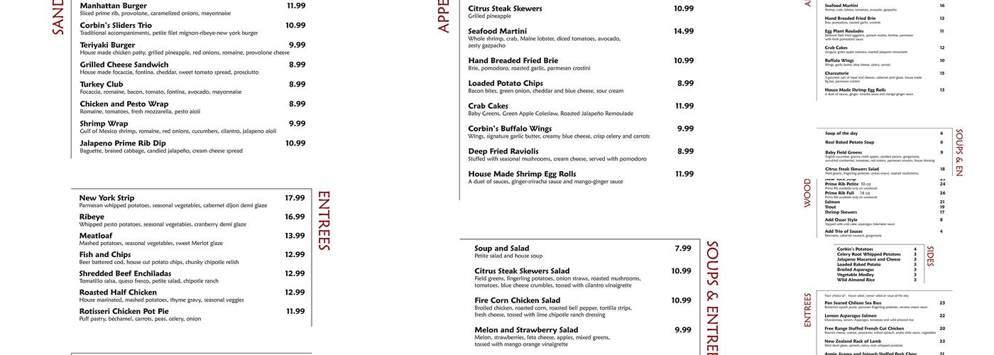 Corbin's Grille Menu