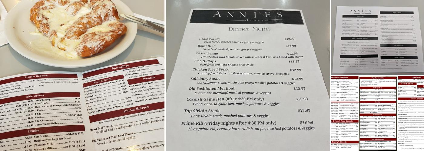 Annie's Diner Menu