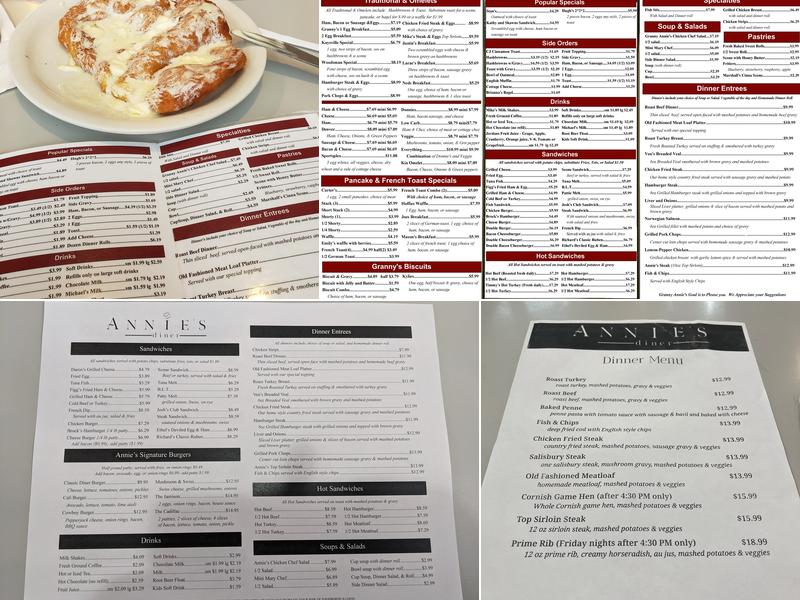 Annie's Diner Menu