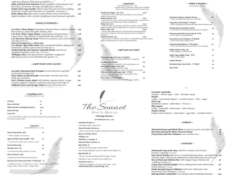 The Dining Room at Poets House Menu