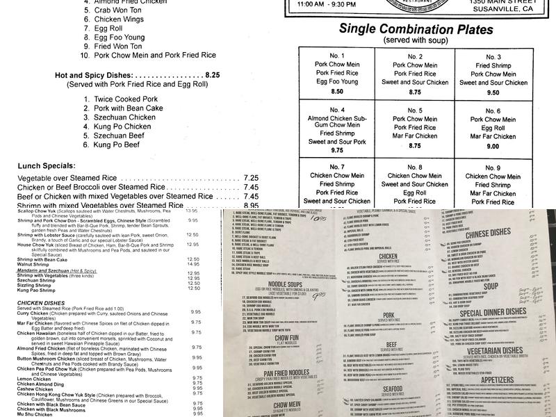 Young Sing Restaurant Menu