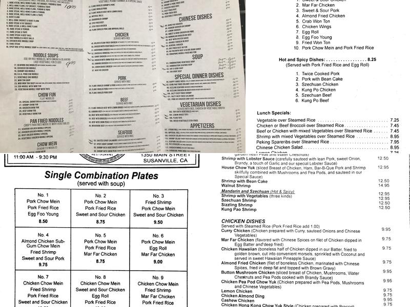 Young Sing Restaurant Menu