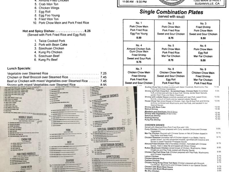 Young Sing Restaurant Menu