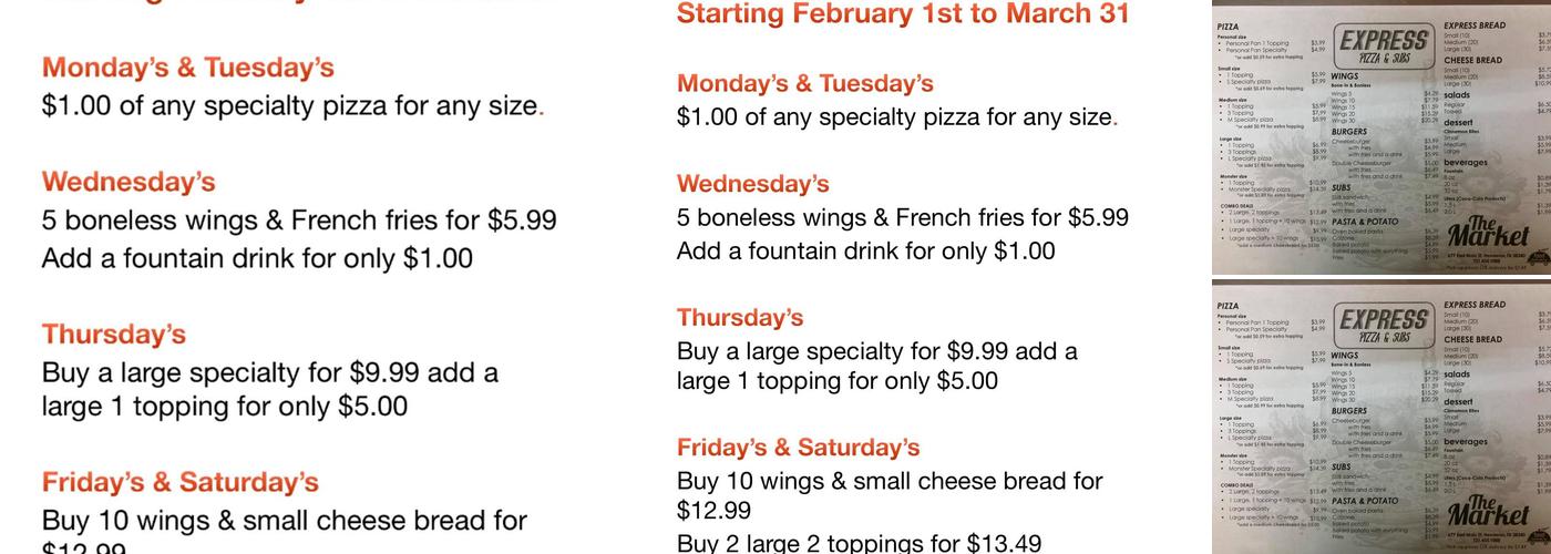 Express Pizza Menu