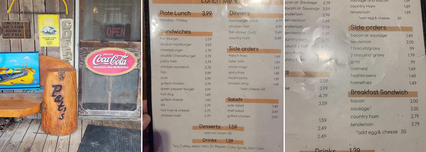Pat's Restaurant Menu