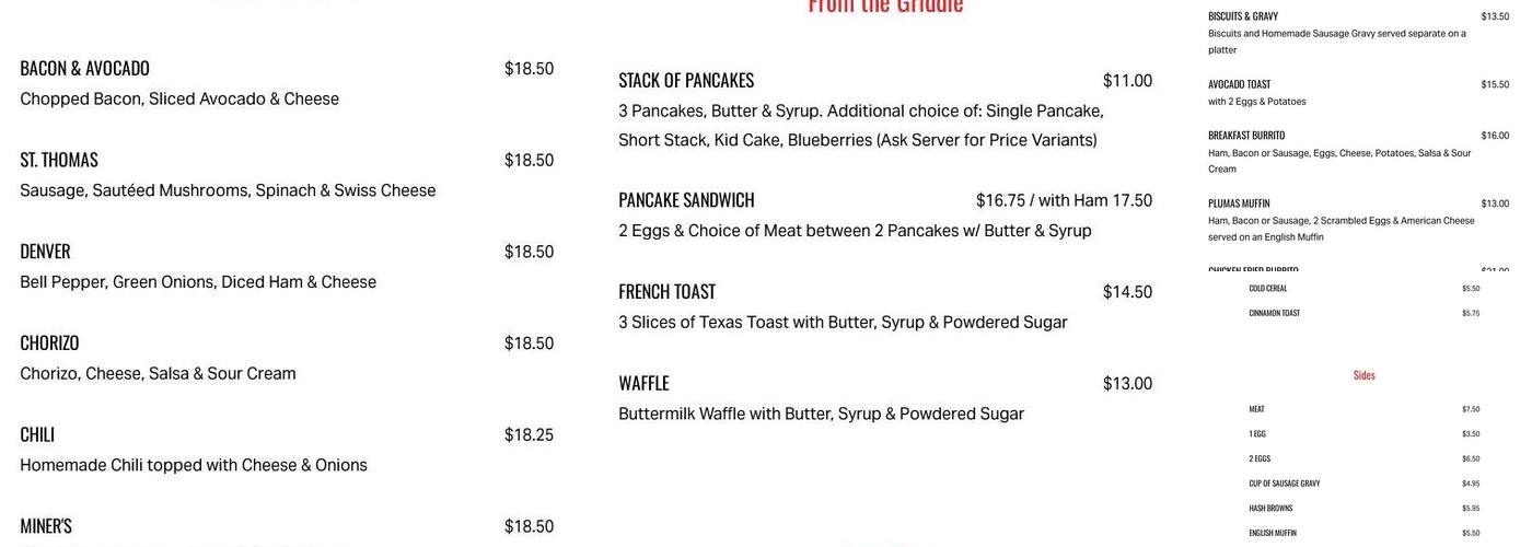 Graeagle Restaurant Menu