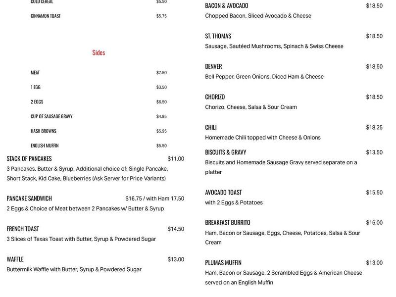 Graeagle Restaurant Menu