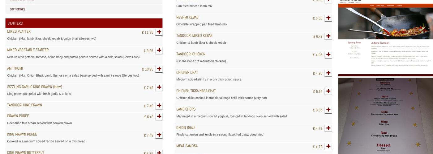 Juboraj Tandoori Menu