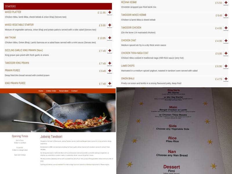 Juboraj Tandoori Menu