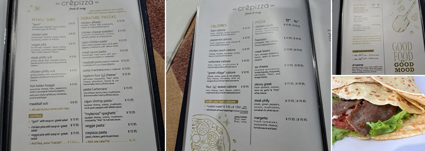 Crêpizza Menu