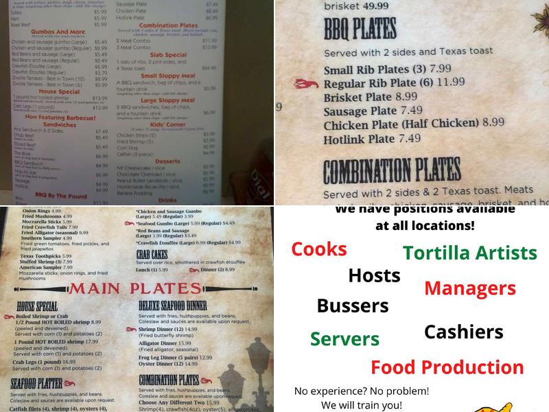 Shane's Acadiana Crawfish Menu