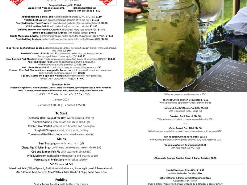 The Chequers Matching Green Menu