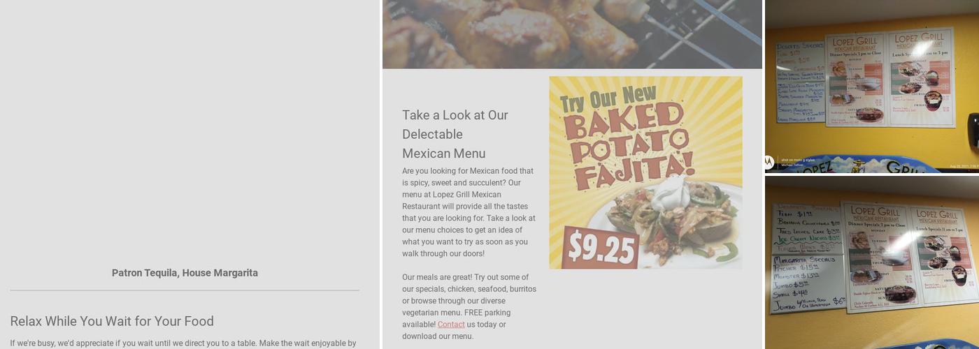 Lopez Grill Mexican Restaurant Menu