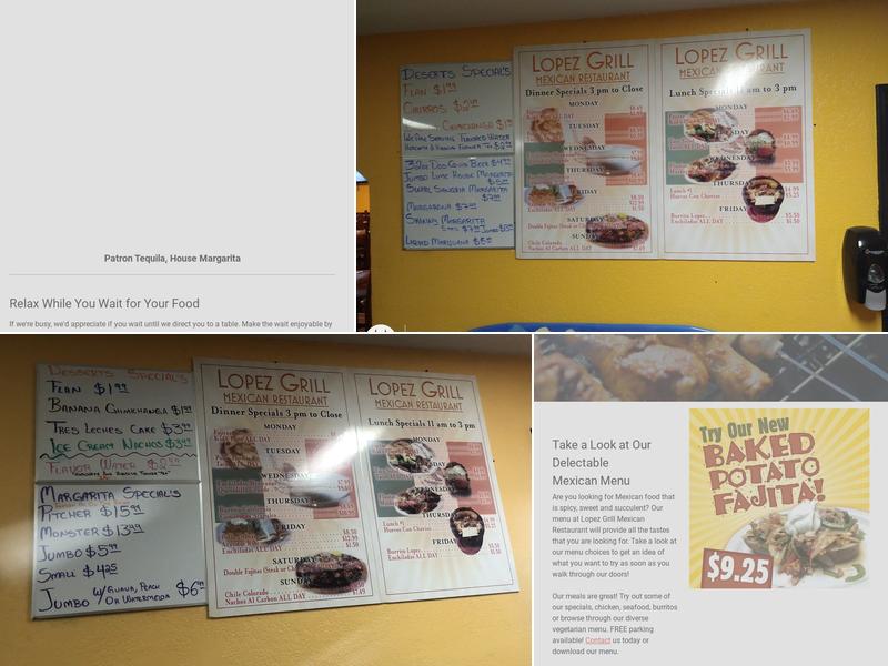 Lopez Grill Mexican Restaurant Menu