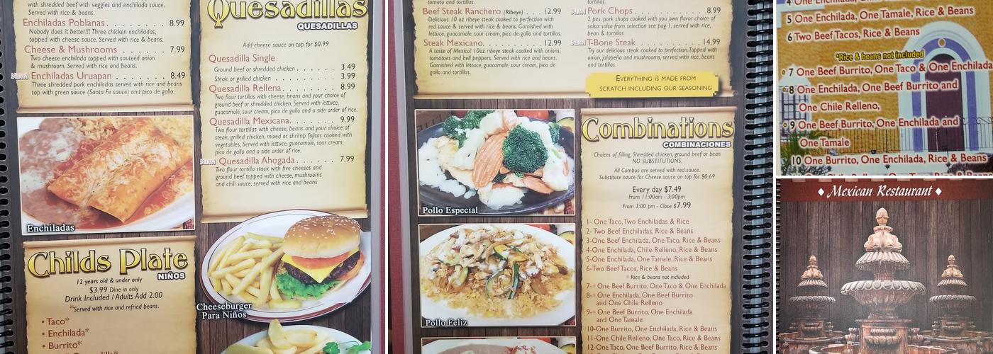 Las Fuentes Mexican Restaurant Menu