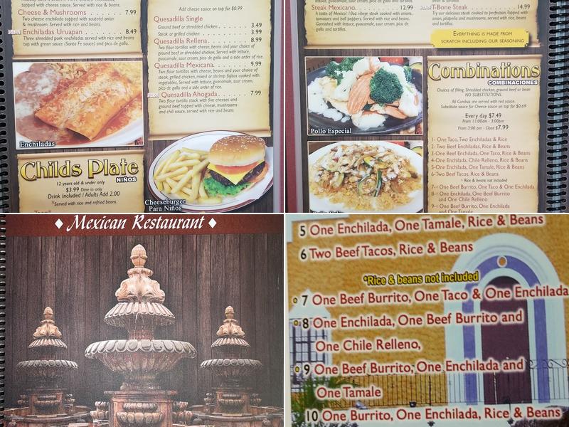 Las Fuentes Mexican Restaurant Menu