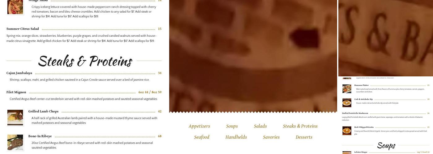 Bricks & Barrels Menu