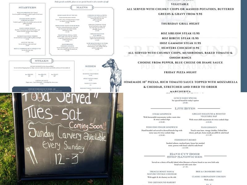 The Greyhound Traditional Pub & Restaurant Menu