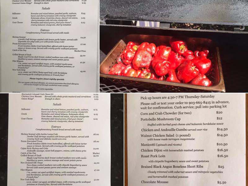 Stillwater Inn Menu
