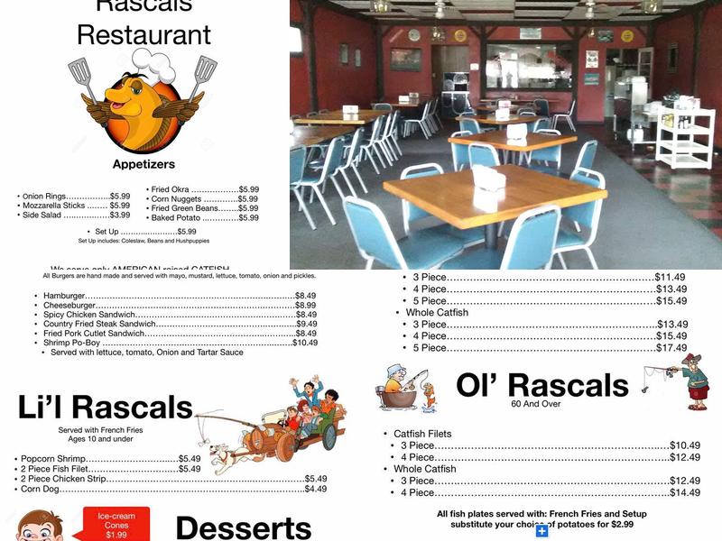 Rascals Restaurant Menu